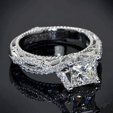 Romantic Antique Female Ring AAAAA Square Zircon Cz 925 Anillos Silver Engagement Wedding Band Men's Ring For Women Size6-10