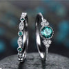 3 Colors Stackable Double Rings Sets For Women 925 Silver Round Green Blue Zircon Stone Engagement Female Birthstone Ring